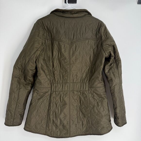 Barbour Cavalry Polarquilt Riding Jacket Fleece Lined Quilted Olive Green US 12 - Picture 6 of 11